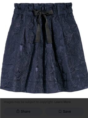 H & M Textured Navy Blue Floral A-Line Skirt; Size 2